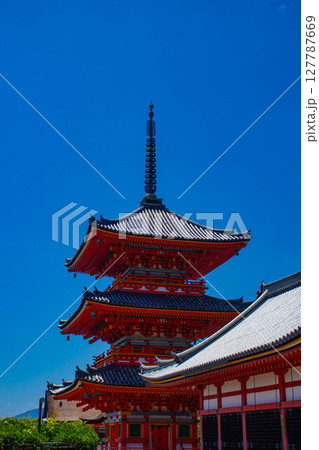【京都風景】清水寺と京都市街の美しい遠景 127787669