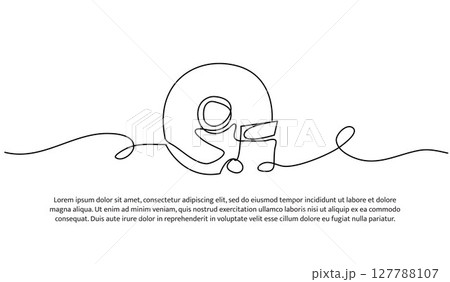 One line of musical cassette. Abstract minimal continuous line. One line of musical cassette. Abstract minimal continuous line. 127788107