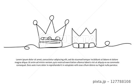 One line of crown. Abstract minimal continuous line. One line of crown. Abstract minimal continuous line. 127788108