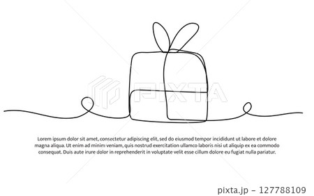 One line of gift box. Abstract minimal continuous line. 127788109