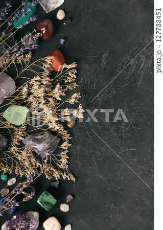 Dried Flowers and Crystals for Healing and Wellness 127788451