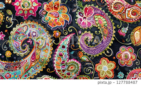The Paisley pattern, with teardrop motifs and...のイラスト素材 [127788487] - PIXTA