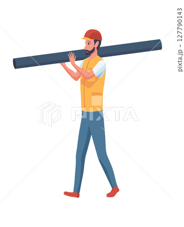 Oil gas worker. Oil industry, engineers in workwear. Oil industry extraction and refinery production. Vector cartoon illustration Oil gas worker. Oil industry, engineers in workwear. Oil industry extraction and refinery production. Vector cartoon illustration 127790143