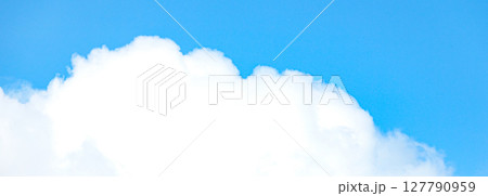 青空ともくもくと湧き上がる夏の雲と麦畑 127790959