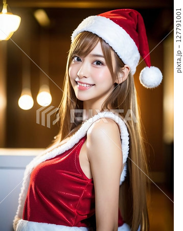 クリスマスのコスチュームを着ている若い女性 127791001