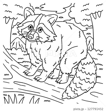 Forest Animal Raccoon Coloring Page for Kids Forest Animal Raccoon Coloring Page for Kids 127791432