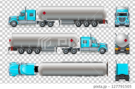 Vector realistic tanker truck template isolated Vector realistic tanker truck template isolated 127791505