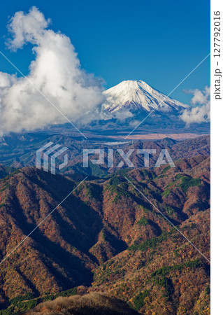 丹沢・檜洞丸から見る晩秋の山並みと富士山 丹沢・檜洞丸から見る晩秋の山並みと富士山 127792016