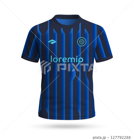 3d realistic soccer jersey in Inter Milan style, football club shirt template 3d realistic soccer jersey in Inter Milan style, football club shirt template 127792288