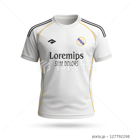 3d realistic soccer jersey in Real Madrid style, football club shirt template 127792298