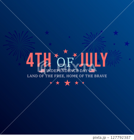 Bold 4th of July Poster with Fireworks and Patriotic Quote 127792387