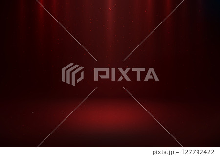 Red spotlight background with particles for stage presentation 127792422