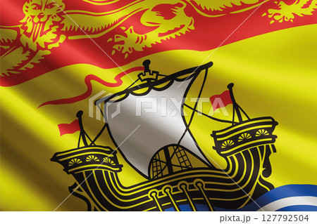 New Brunswick flag waving in the wind. State of Canada 127792504