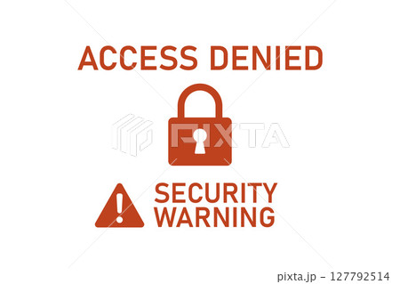 Access denied security warning with padlock and exclamation icon. 127792514