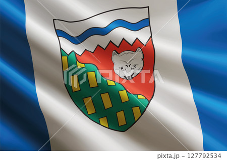 Northwest Territories flag waving in the wind. State of Canada Northwest Territories flag waving in the wind. State of Canada 127792534