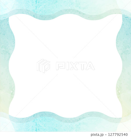 かわいい水彩の背景イラストフレーム（青・水色・正方形） 127792540