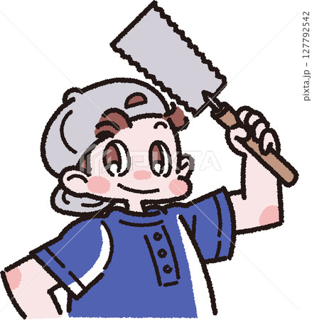 ノコギリを持った男の子のイラスト ノコギリを持った男の子のイラスト 127792542
