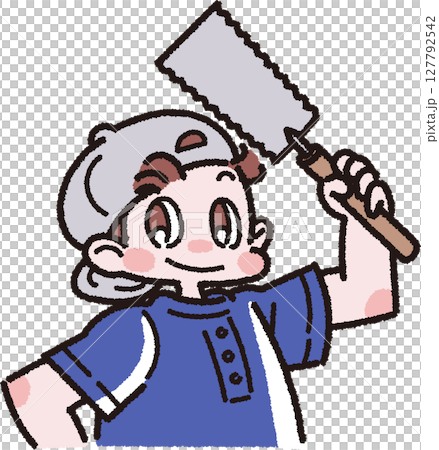 ノコギリを持った男の子のイラスト ノコギリを持った男の子のイラスト 127792542