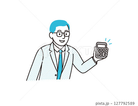 電卓を持つビジネスパーソンのイメージイラスト 127792589