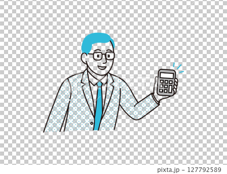 電卓を持つビジネスパーソンのイメージイラスト 127792589