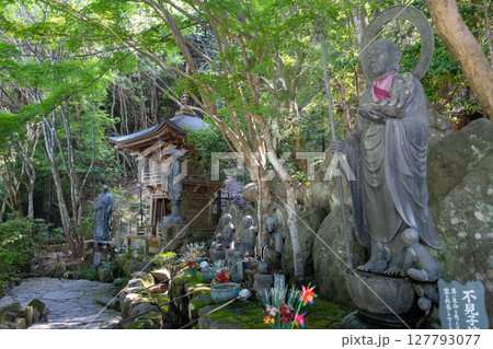 Monk statues and chozuya fountain at Daisho-in Temple, Miyajima 127793077