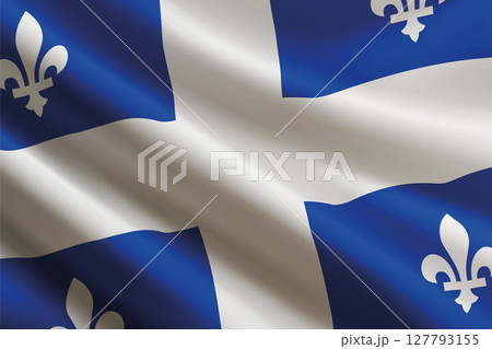 Quebec flag waving in the wind. State of Canada Quebec flag waving in the wind. State of Canada 127793155