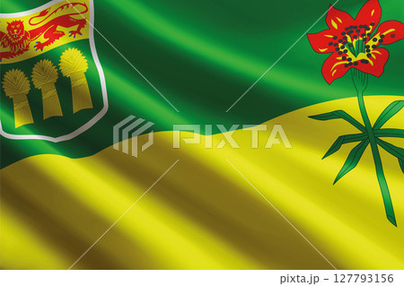 Saskatchewan flag waving in the wind. State of Canada 127793156