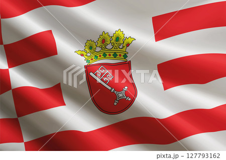 Bremen flag waving in the wind. State of Germany 127793162