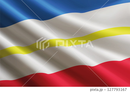 Mecklenburg-Vorpommern flag waving in the wind. State of Germany 127793167