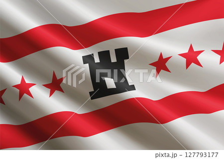 Drenthe flag waving in the wind. Province of Netherlands 127793177