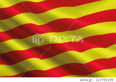 Catalonia flag waving in the wind. autonomous community of Spain 127793199