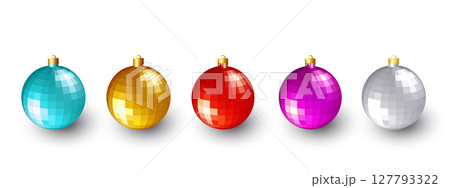 Color Christmas Baubles set isolated on white background. Color Christmas Baubles set isolated on white background. 127793322