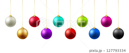 Color Christmas Baubles set isolated on white background. Color Christmas Baubles set isolated on white background. 127793334