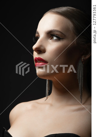 Beautiful woman classic studio portrait Beautiful woman classic studio portrait 127793361