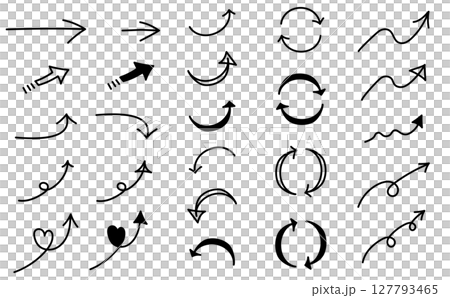 手描き風矢印セットのベクターイラスト素材 127793465