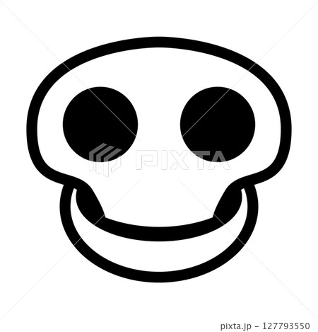 simple cartoon caricature skull, black and white vector tattoo illustration, isolated on white 127793550