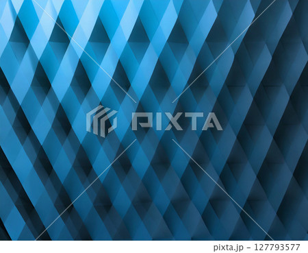 シンメトリーな幾何学模様の青色背景。AI生成画像。 127793577