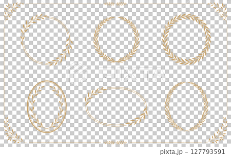 優雅的金色植物花環框架 127793591