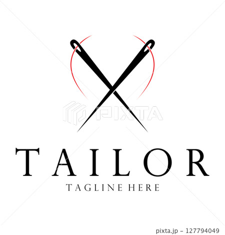 tailor logo icon illustration template combination of buttons for clothes, thread and sewing machine, for clothing product design, convection companies, fashion in vector form 127794049