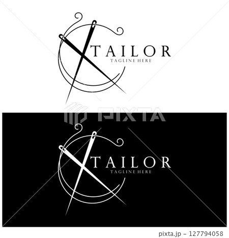 tailor logo icon illustration template combination of buttons for clothes, thread and sewing machine, for clothing product design, convection companies, fashion in vector form 127794058