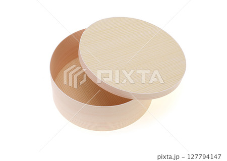 木目調の丸い紙箱 127794147