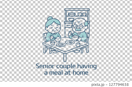 Senior couple eating rice as their staple food Senior couple eating rice as their staple food 127794638
