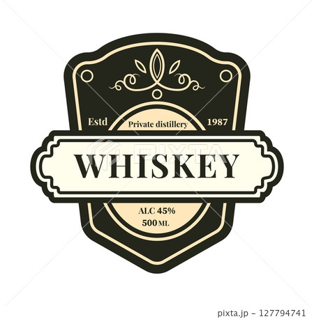 Whiskey label. Product sticker frame. Retro...のイラスト素材 [127794741] - PIXTA