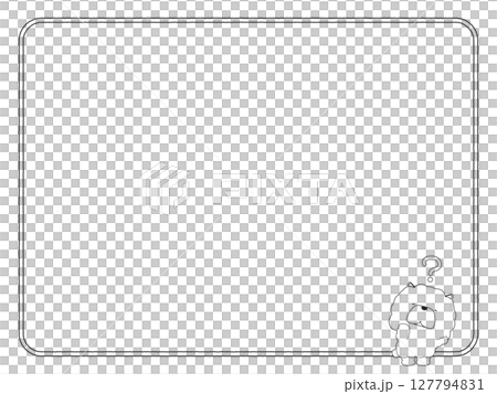 帶有問號的鬆獅犬框架 127794831