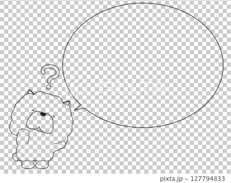 Chow Chow with a question mark. With speech bubble Chow Chow with a question mark. With speech bubble 127794833