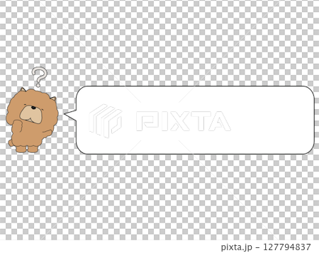 Chow Chow with a question mark. With speech bubble Chow Chow with a question mark. With speech bubble 127794837