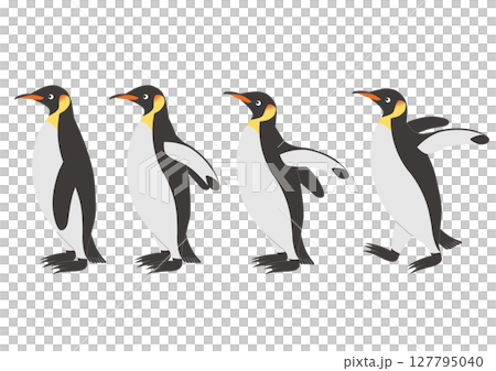 横向きのコウテイペンギンのイラストのセット 127795040
