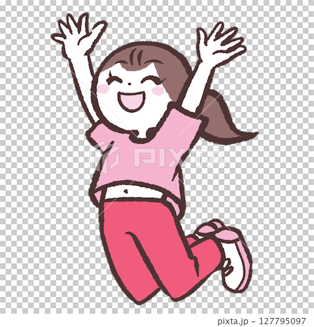 Illustration of a jumping woman Illustration of a jumping woman 127795097