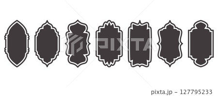 Islamic shapes Ramadan window frame design. Turkish and Indian vector ornament. Arabic door arch. Oriental architecture elements 127795233