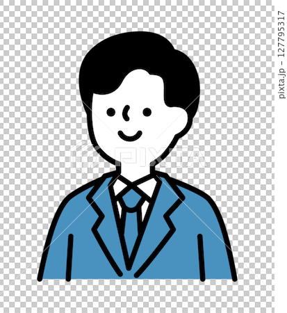 Simple illustration of a smiling man in a business suit 127795317